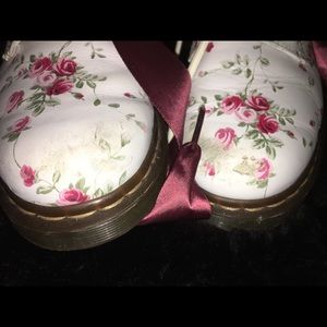 White Doc Martens with Pink Floral Design